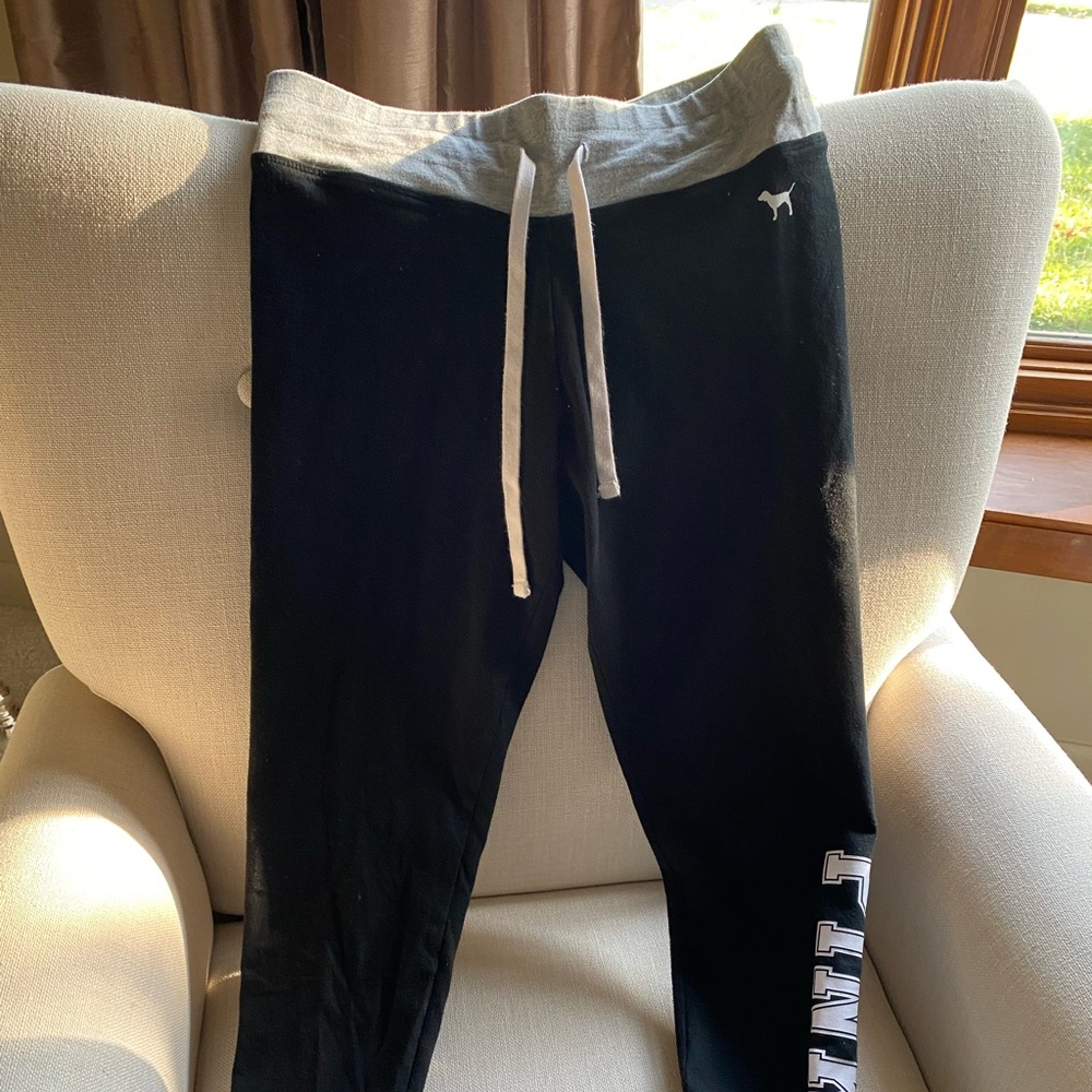 Victoria's Secret Black and Gray Sweatpants with Tapered Ankle